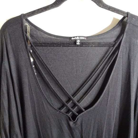 Charlotte Russe Plus Size Black Long Sleeve Top - Picture 3 of 6